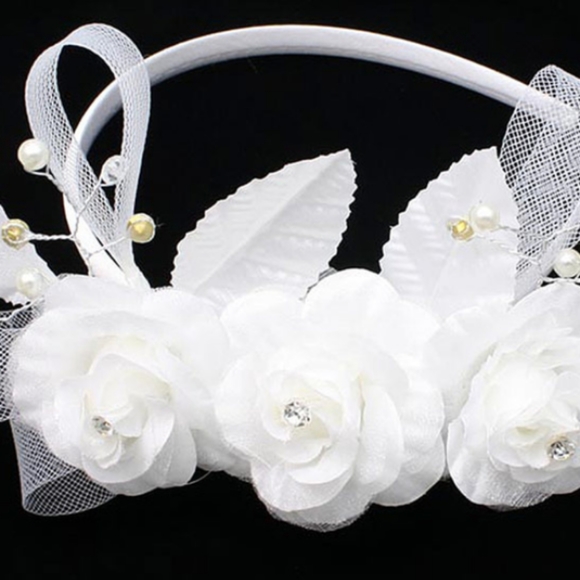 Beautiful Flowers Pearls and Rhinestones Headband #Bride #Bridal #Wedding - Picture 2 of 2